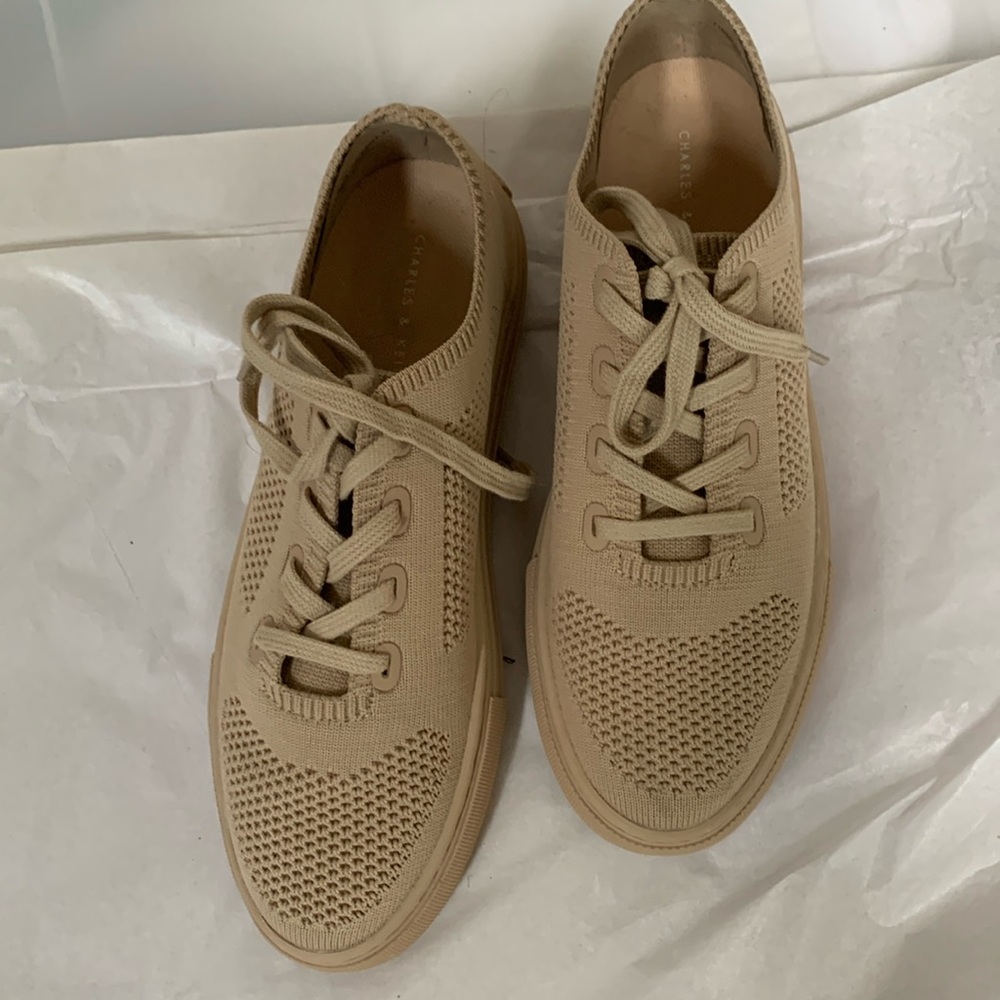 Charles & Keith knitted laced up sneakers